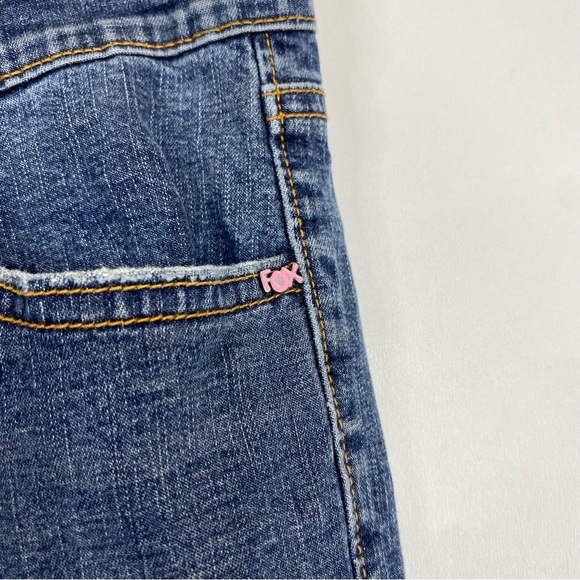 Fox Low Rise Size 7 Straight/Wide Leg Jeans With Pink Accents Y2k Denim Pants - Picture 6 of 7